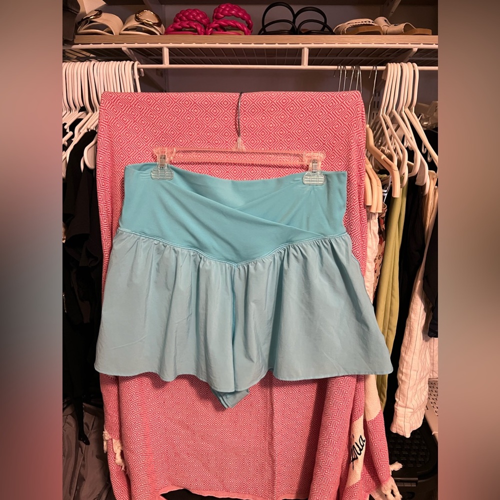 powder blue crossover flowy aerie shorts